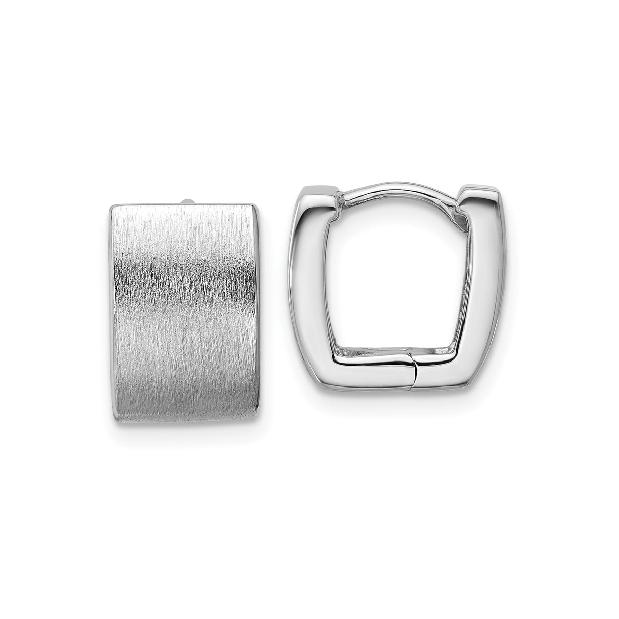 Sterling Silver Mens Square Hoop Earrings with Brushed Satin Finish, Modern Minimalist Style