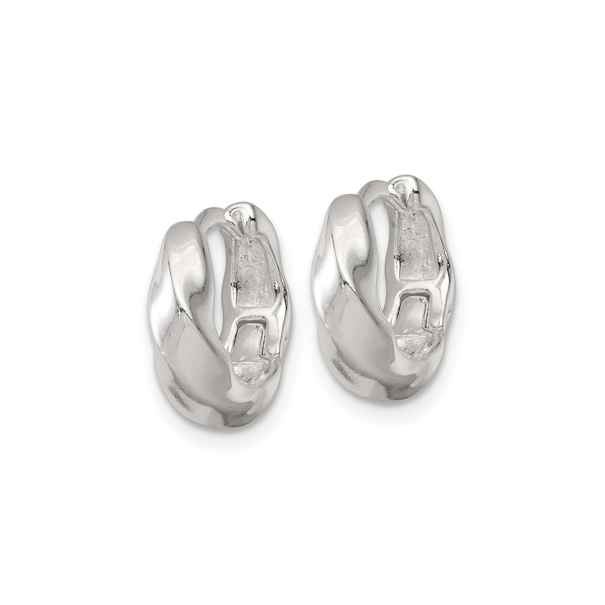 Sterling Silver Twisted Hoop Earrings with Organic Fluid Design and Polished Finish