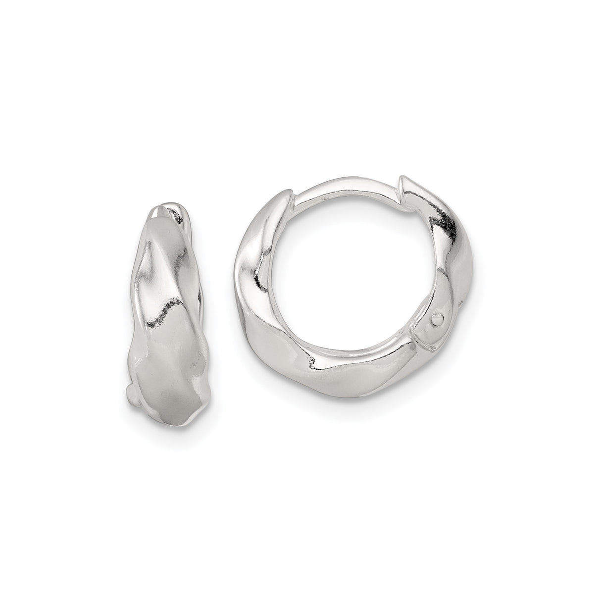 Sterling Silver Twisted Hoop Earrings with Organic Fluid Design and Polished Finish