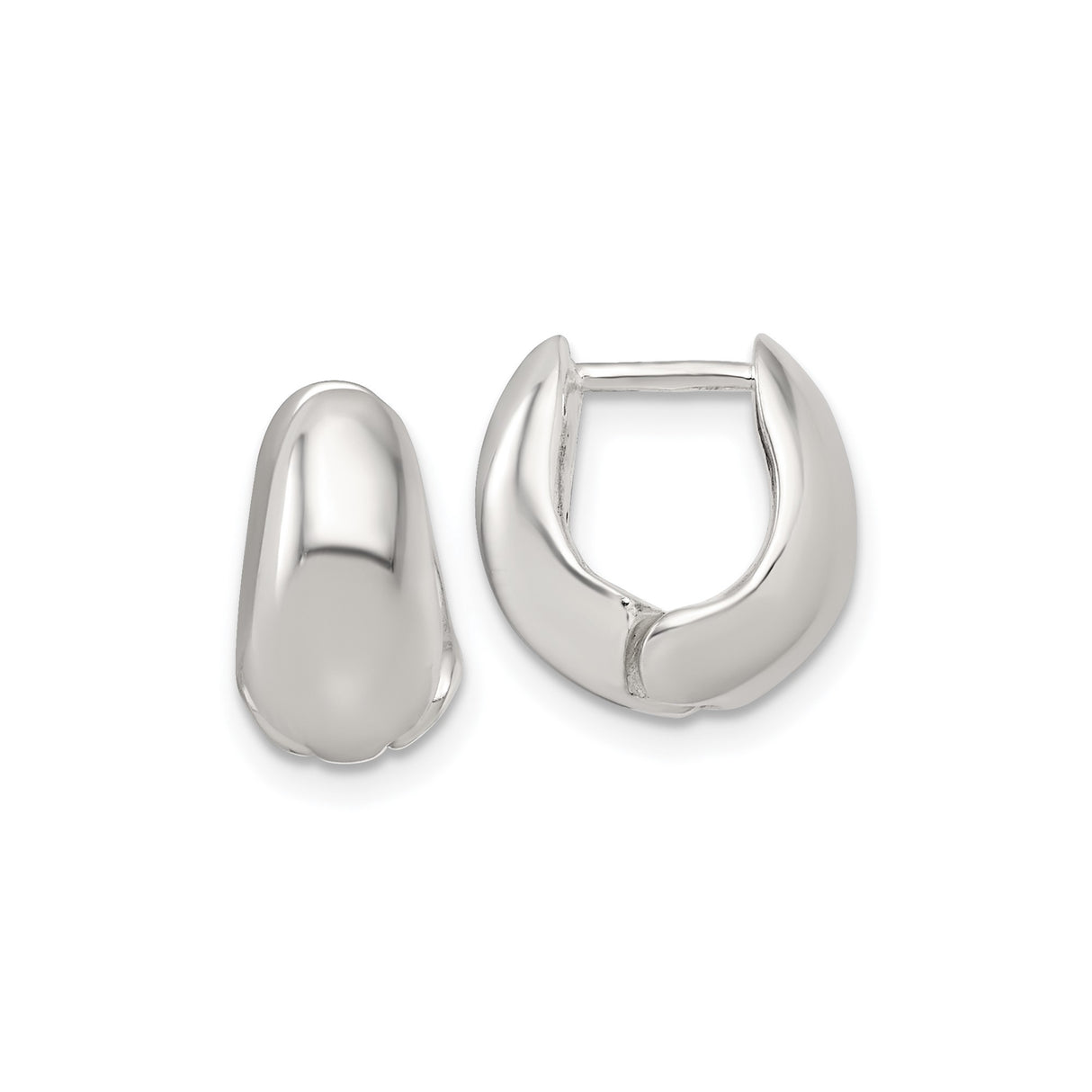 Sterling Silver Huggie Hoop Earrings, Polished Tapered Design, Lightweight Modern Minimalist Style