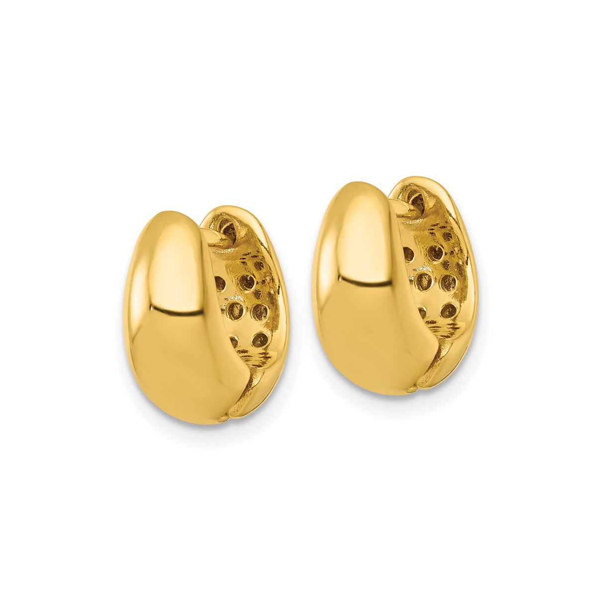 Sterling Silver Gold Plated Huggie Hoop Earrings, Tapered Chunky Modern Design for Women