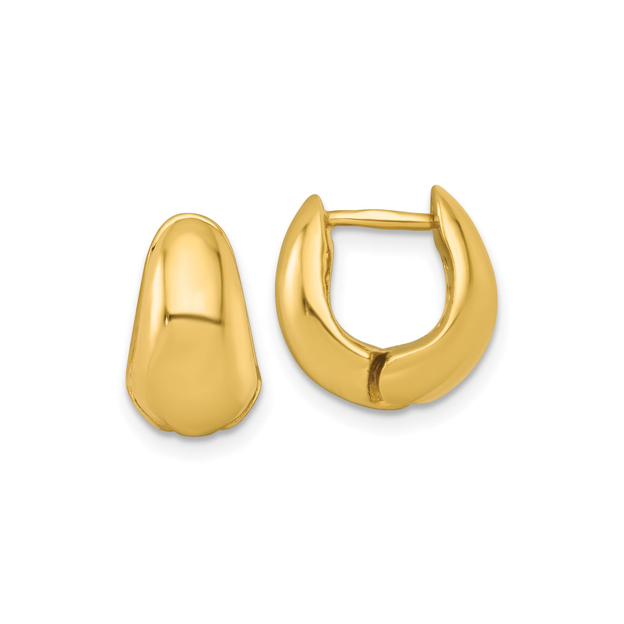 Sterling Silver Gold Plated Huggie Hoop Earrings, Tapered Chunky Modern Design for Women
