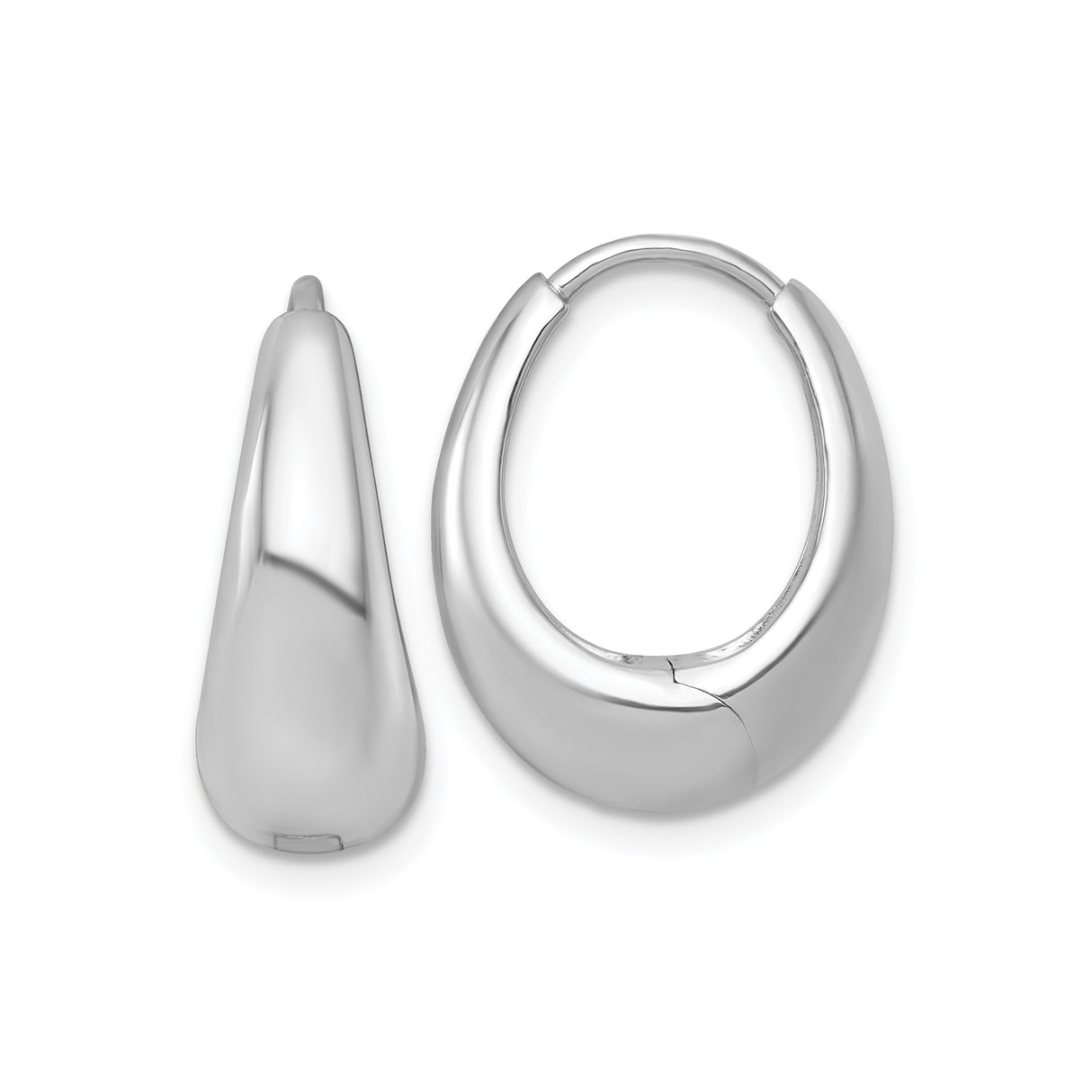 Sterling Silver Teardrop Hoop Earrings, Polished Modern Oval Design for Women, 4cm Diameter