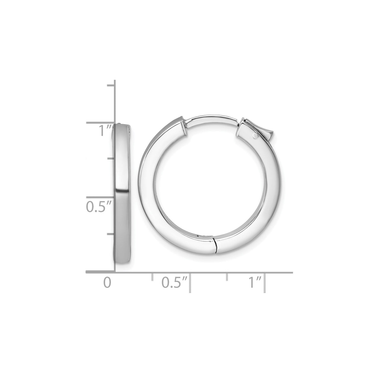 Sterling Silver Hoop Earrings, Polished Rhodium Plated Square Tube, Minimalist Modern Design