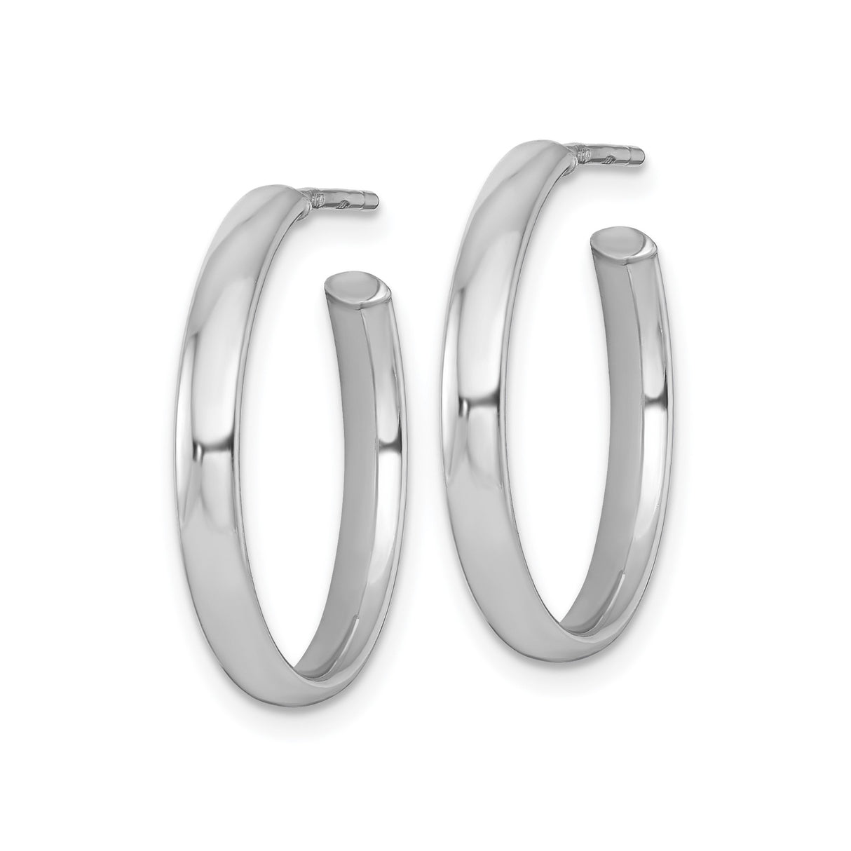 Sterling Silver Hoop Earrings, Polished Rhodium Plated Medium Minimalist Style for Women