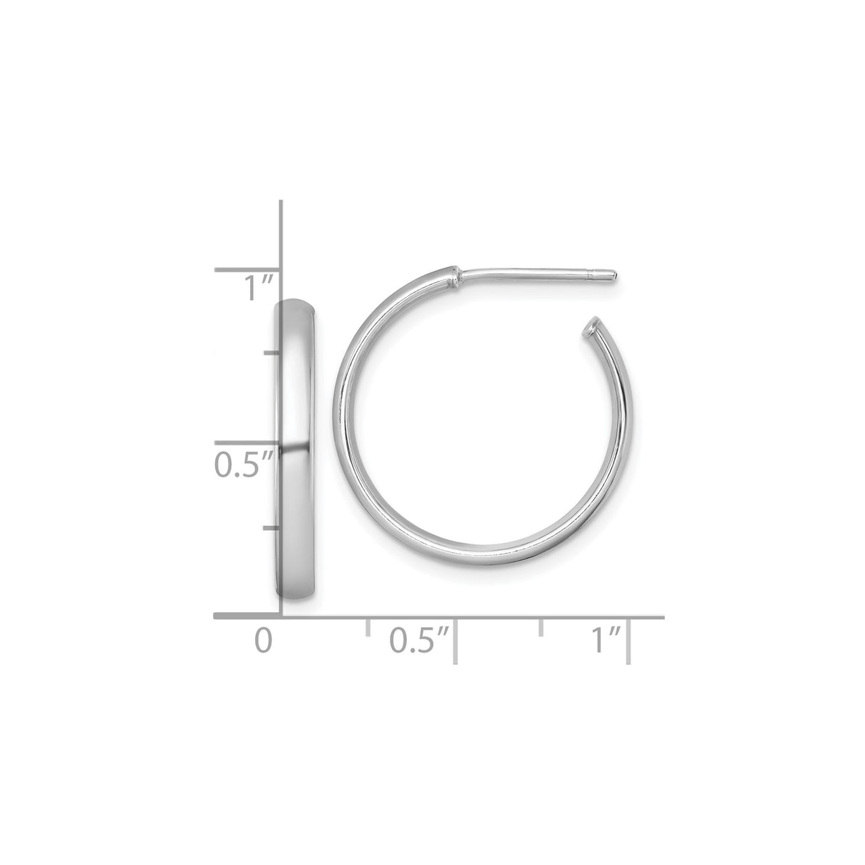 Sterling Silver Hoop Earrings, Polished Rhodium Plated Medium Minimalist Style for Women