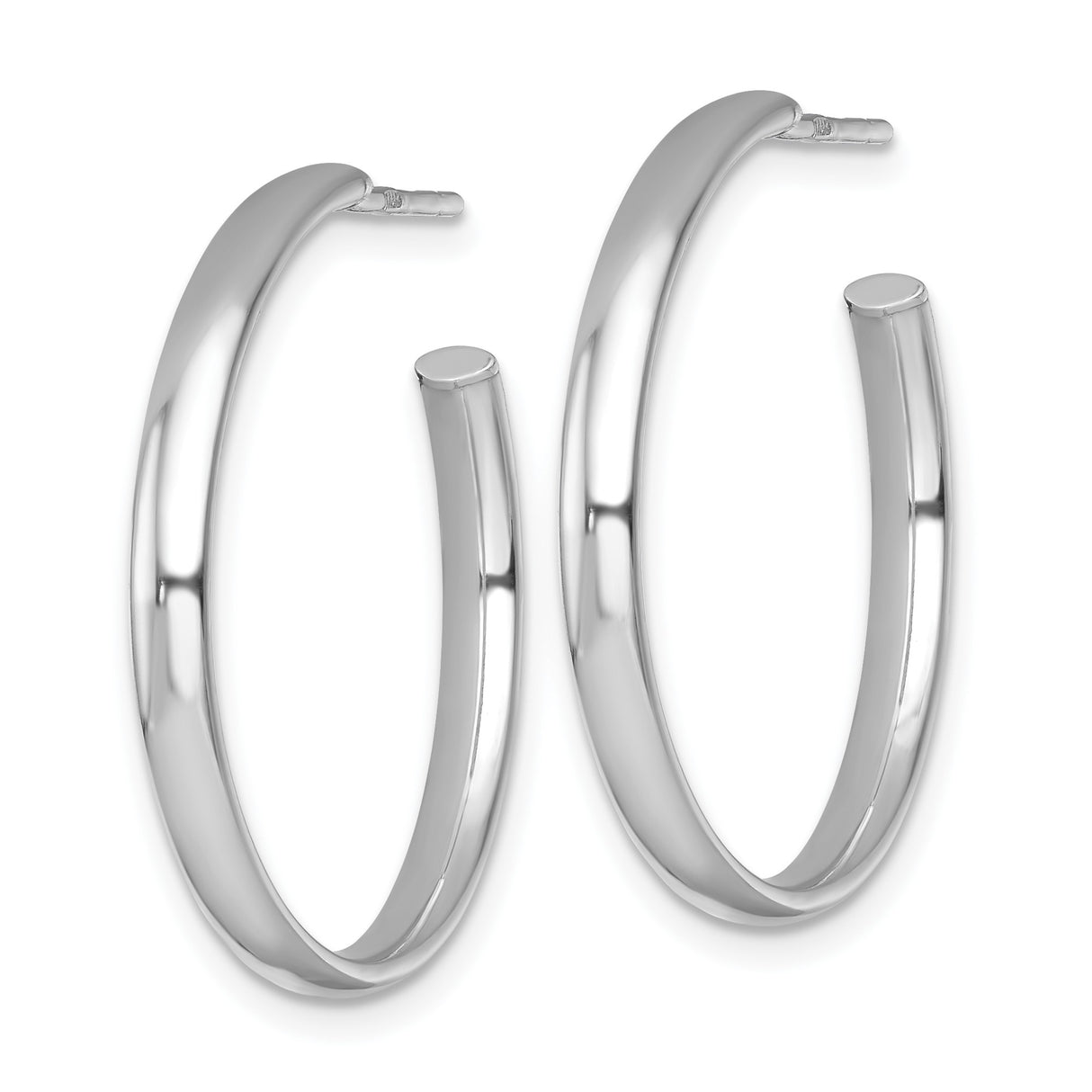 Sterling Silver Hoop Earrings, Polished Rhodium Finish, Lightweight Minimalist C-Hoop Style