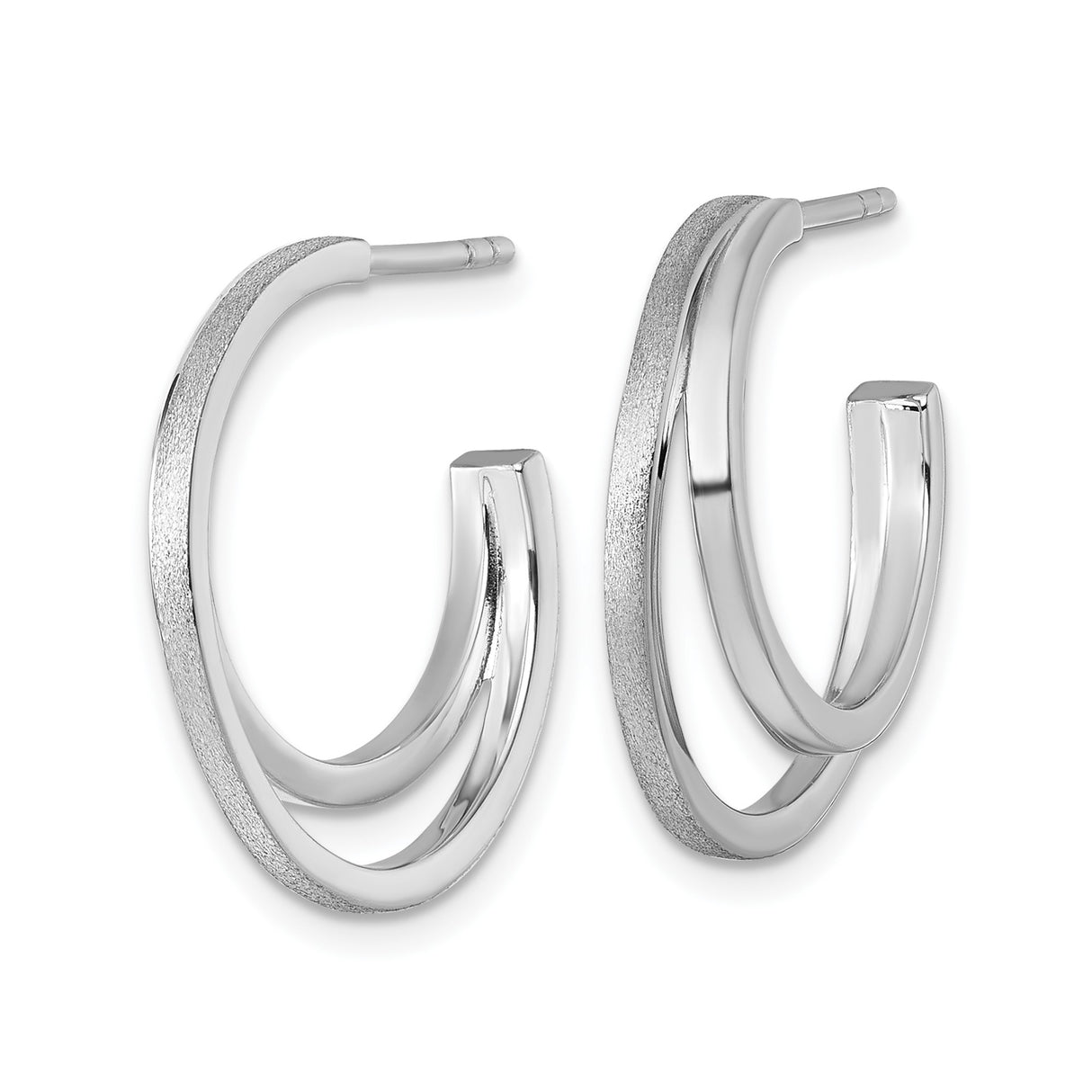 Sterling Silver Double Loop Hoop Earrings with Polished and Satin Finish