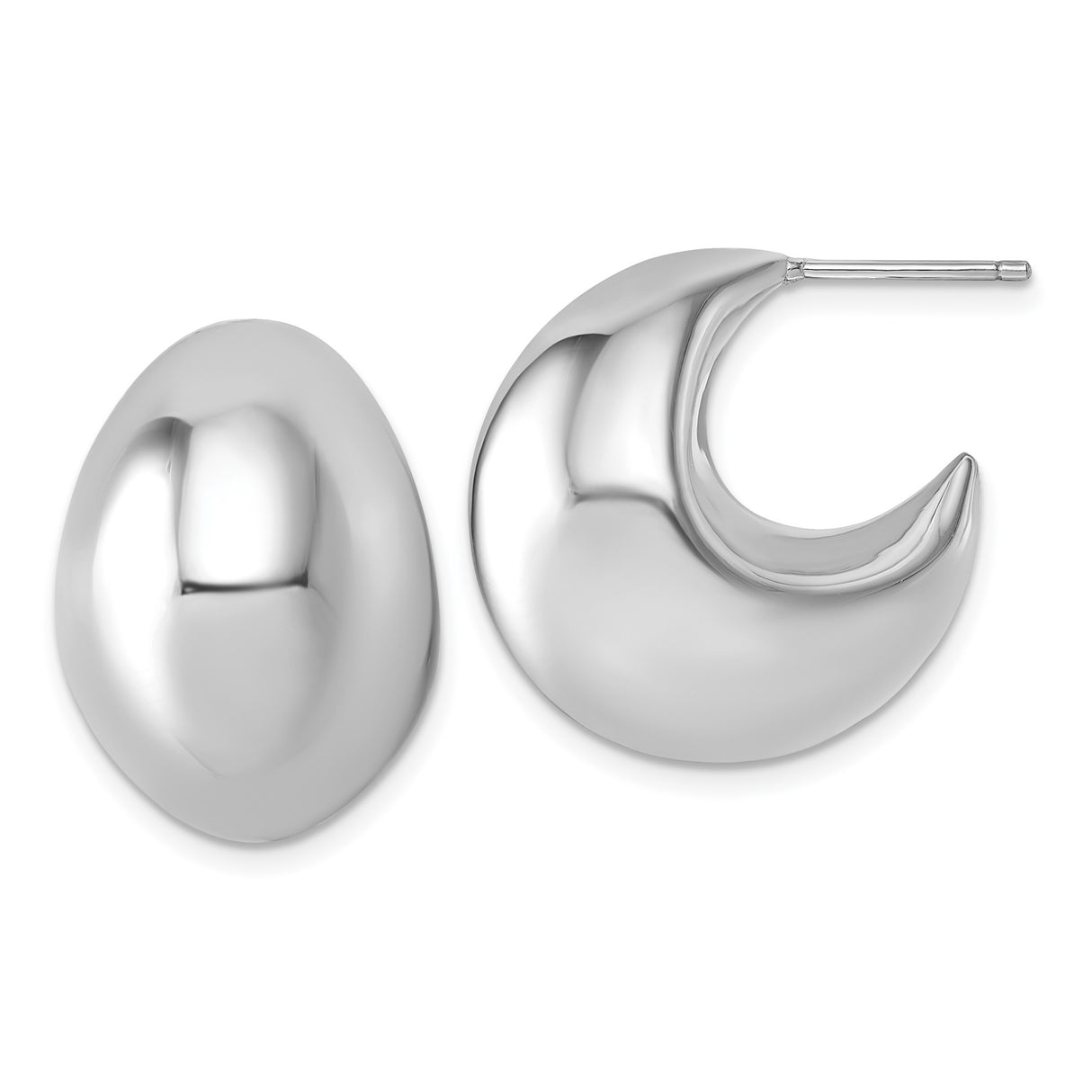 Sterling Silver Crescent Hoop Earrings, Bold Modern Sculptural Lightweight Design for Women