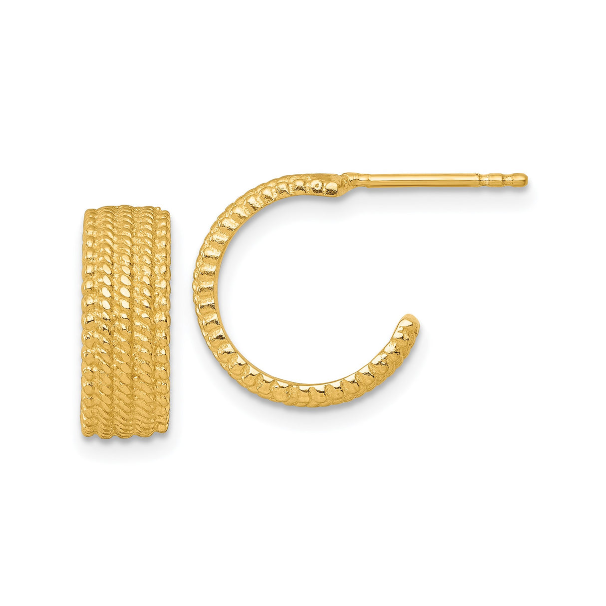 Sterling Silver Hoop Earrings with Braided Rope Design and Hammered Finish