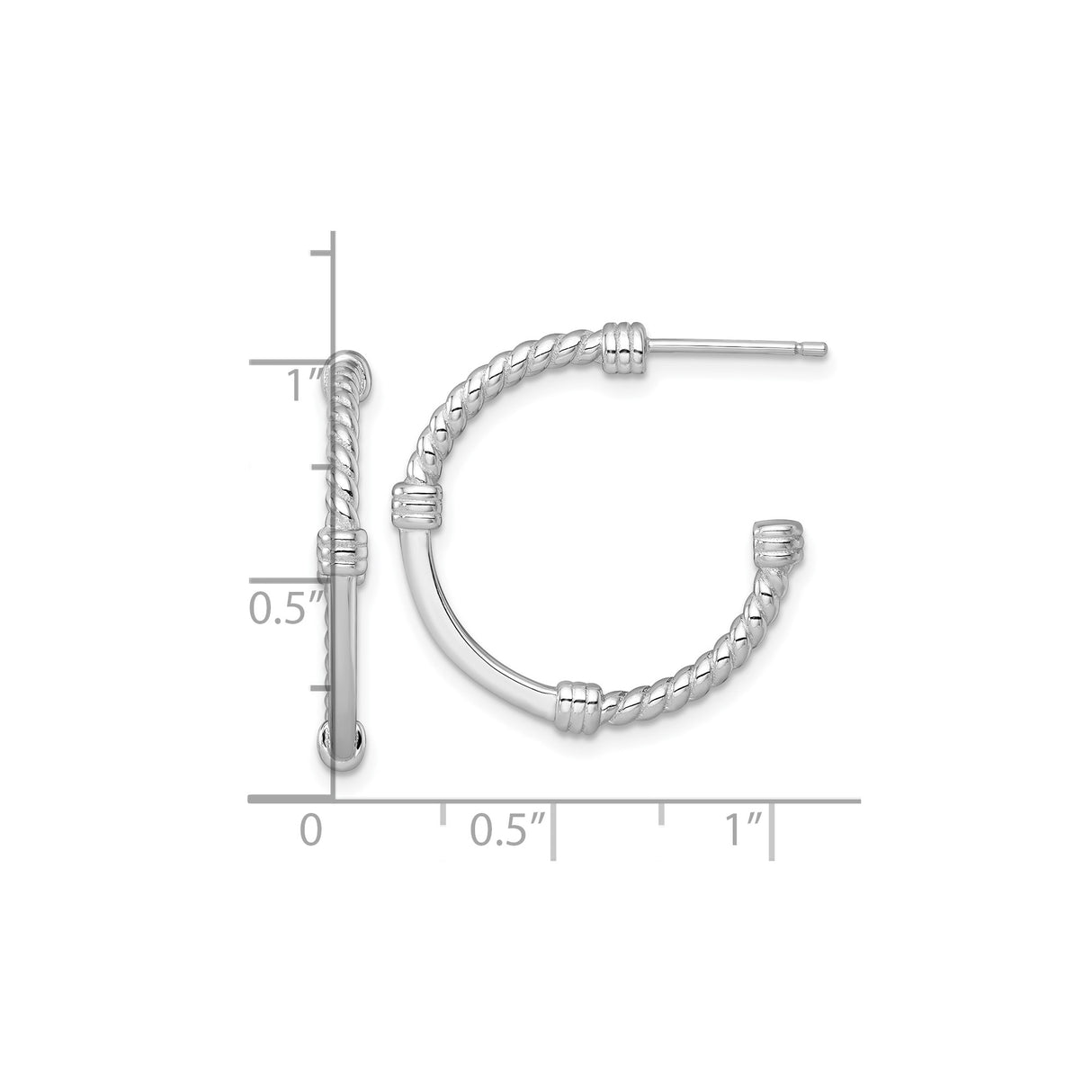 Sterling Silver Twisted Rope Hoop Earrings with Ridged Texture and Polished Finish for Women