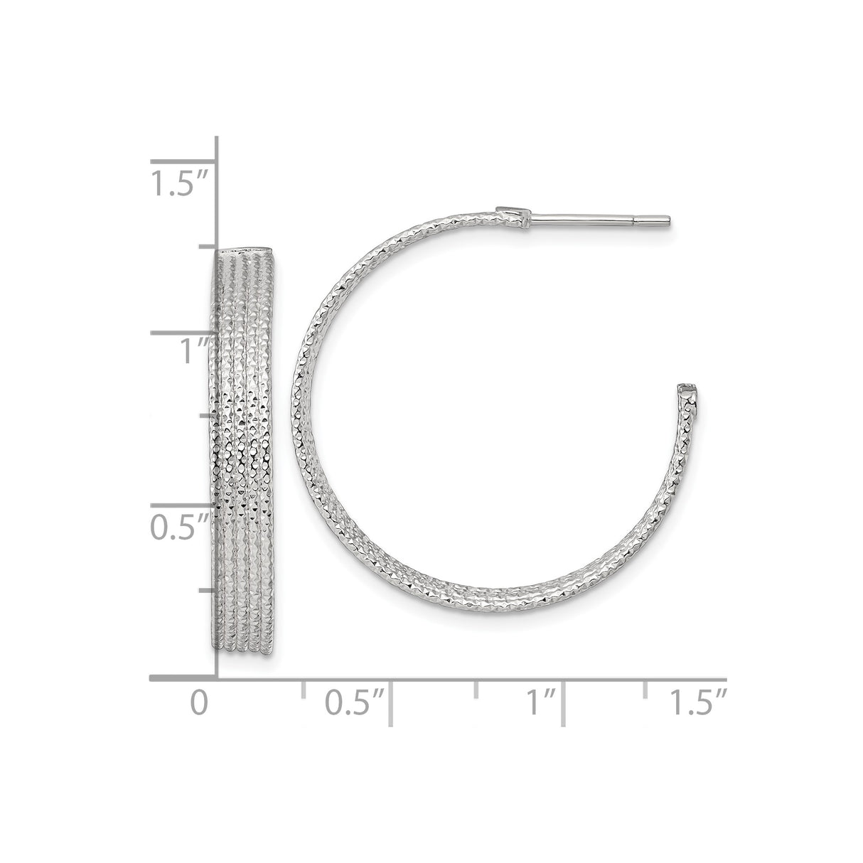 Sterling Silver Hoop Earrings, Large Multi-Strand Diamond Cut Textured Design for Women