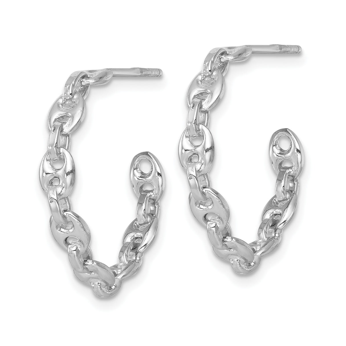 Sterling Silver Hoop Earrings, Bold Interlocking Oval Link Chain Design, Unisex Statement Style