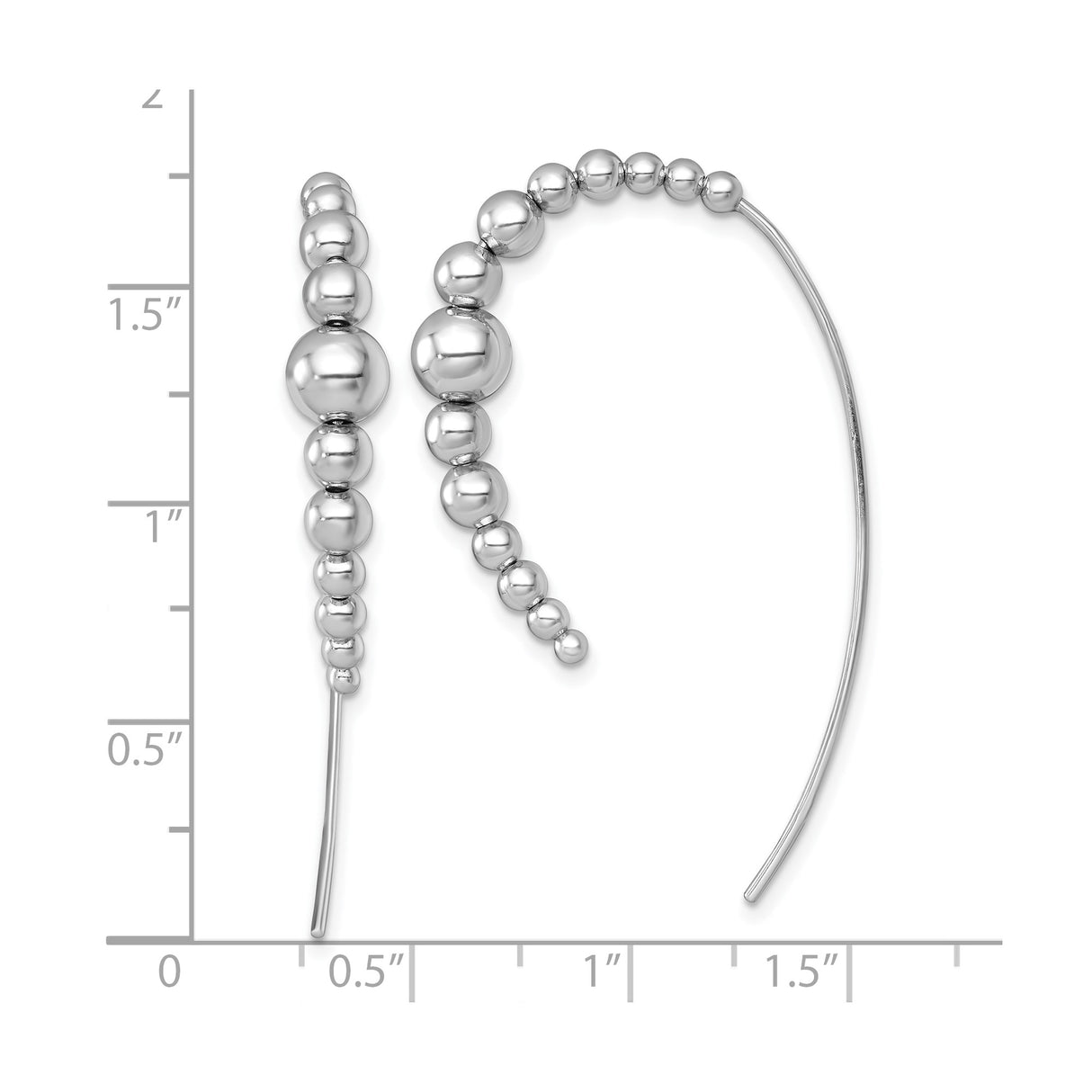 Sterling Silver Climber Earrings with Graduated Bead Design, Modern Minimalist Style for Women