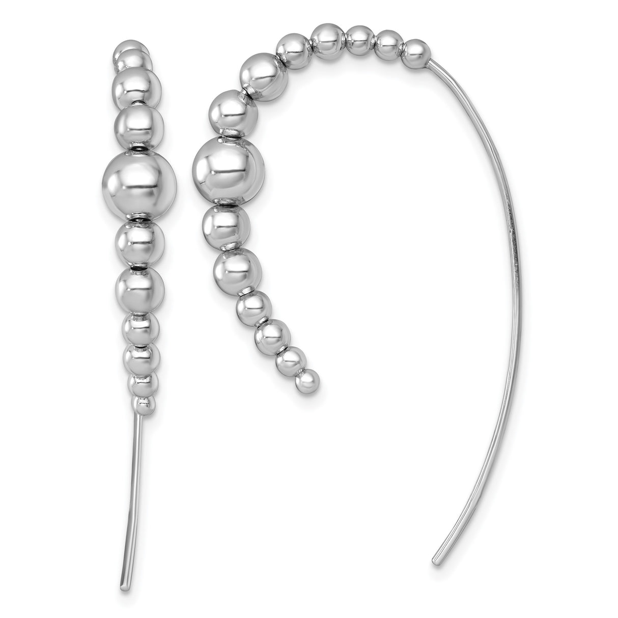 Sterling Silver Climber Earrings with Graduated Bead Design, Modern Minimalist Style for Women