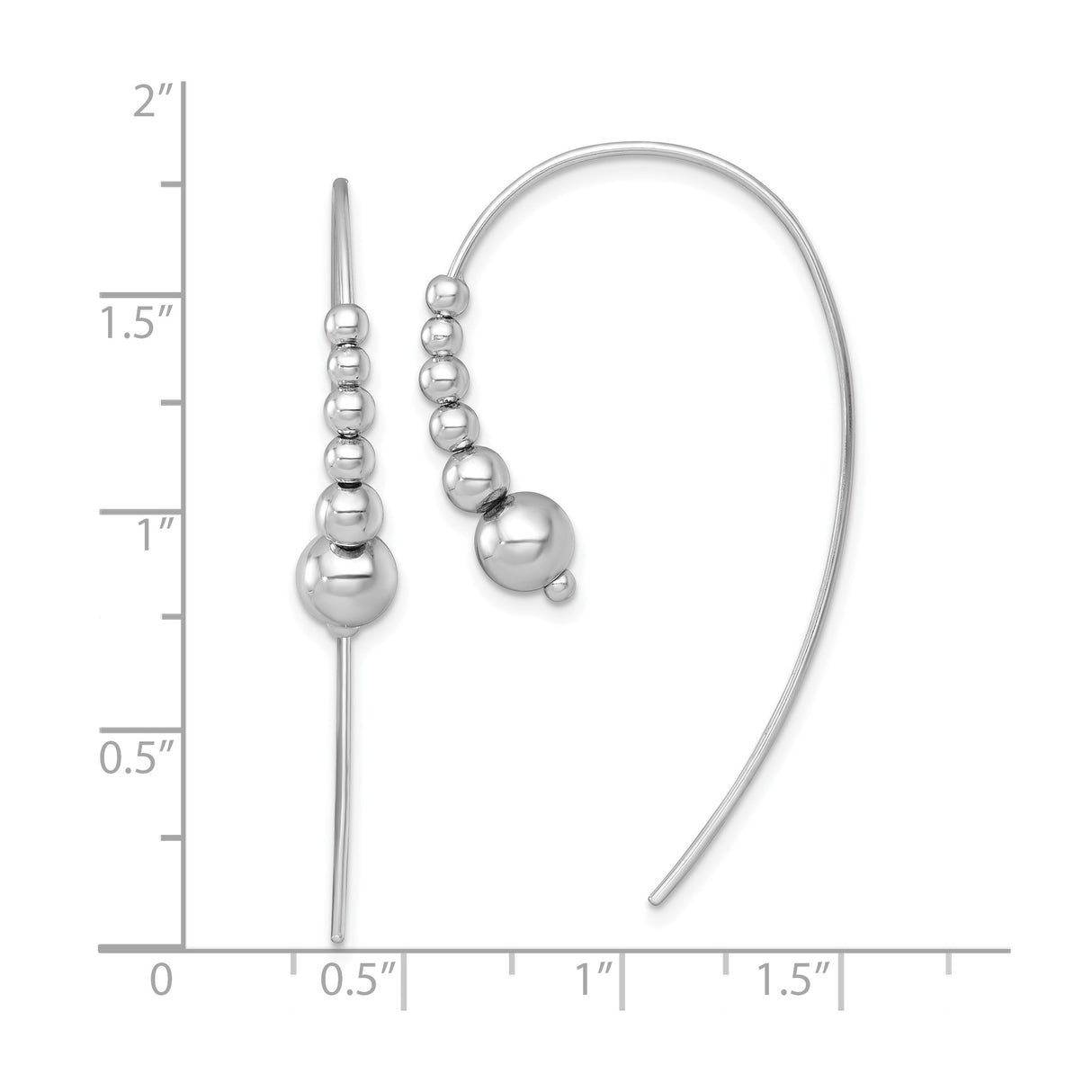Sterling Silver Threader Earrings with Graduated Polished Beads, Minimalist Curved Dangle Design