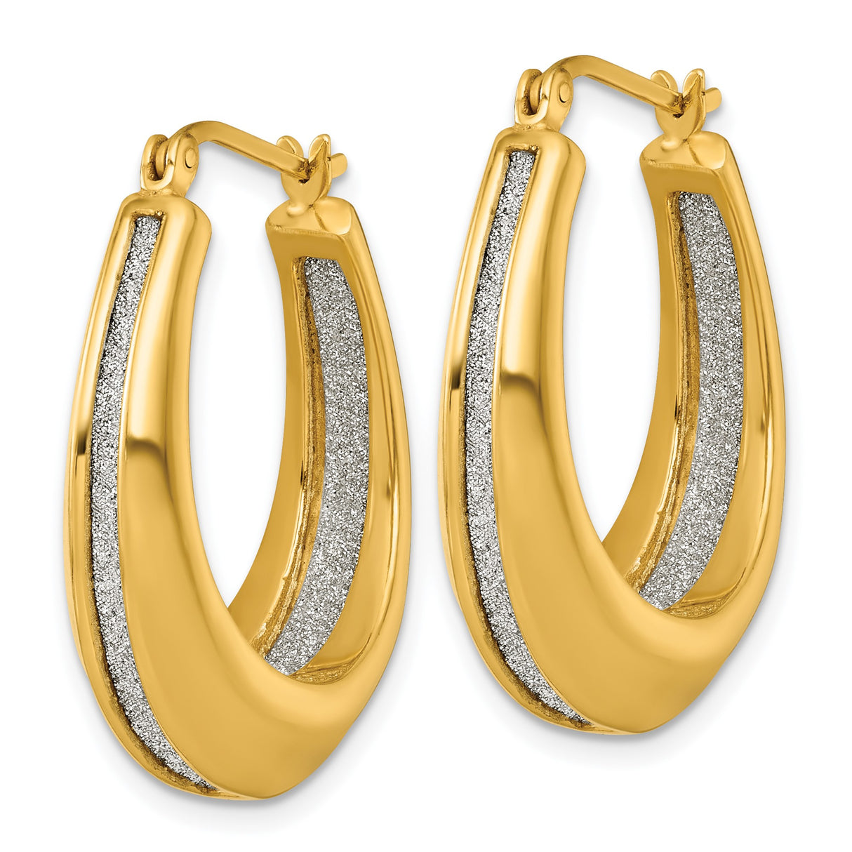Sterling Silver Twisted Teardrop Hoop Earrings, Dual Tone Textured Oval Drop Design for Women