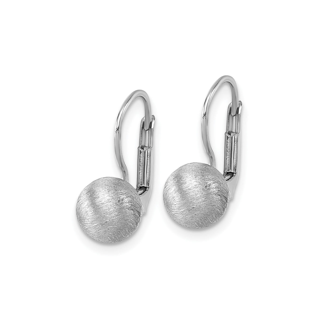 Sterling Silver Dangle Earrings with Satin Finish Ball Drops, Leverback Design