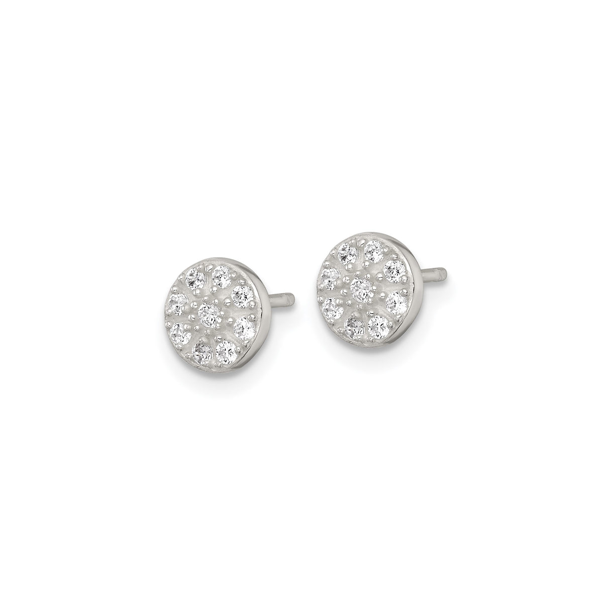 Sterling Silver Floral Cluster Stud Earrings with Cubic Zirconia, 7mm Round Design