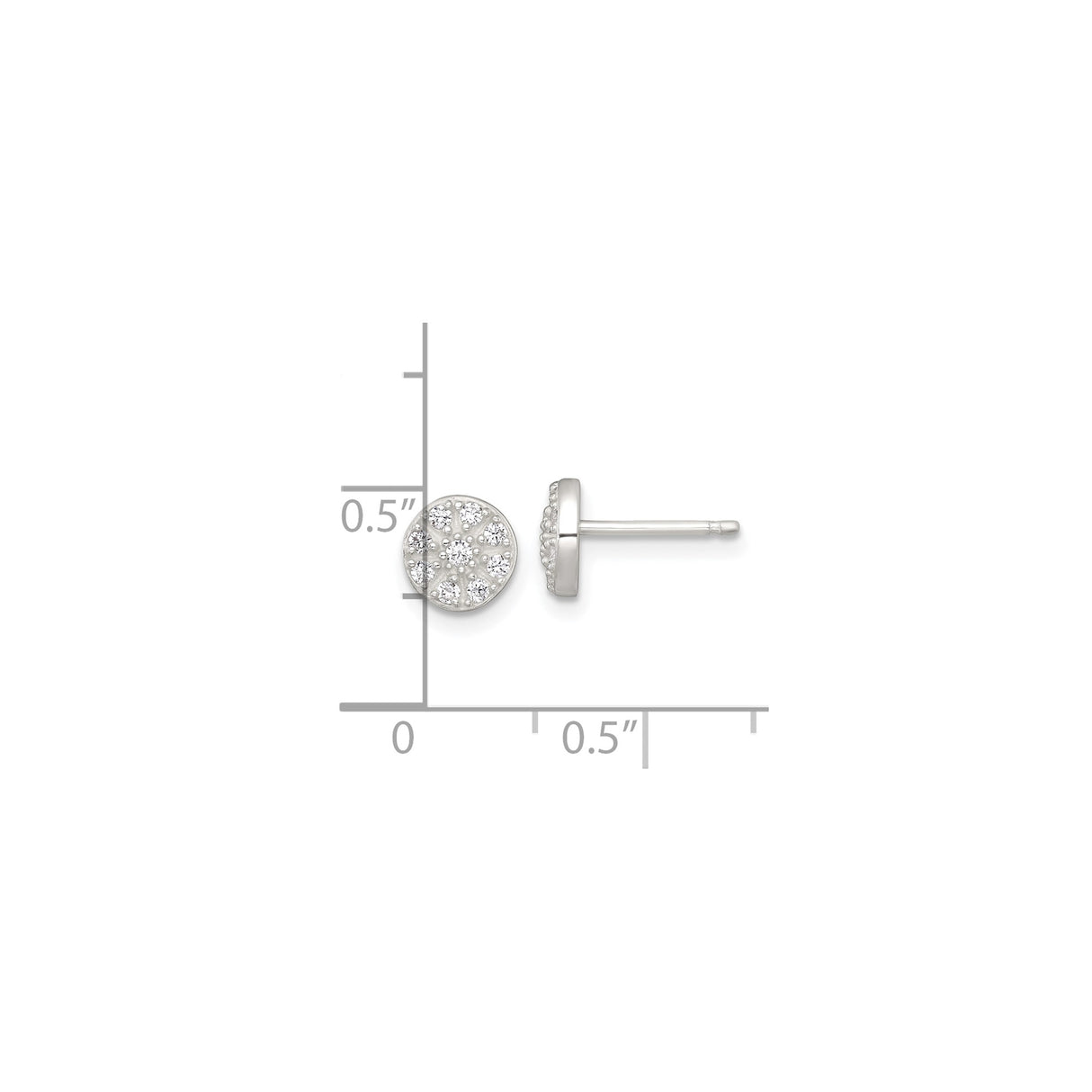 Sterling Silver Floral Cluster Stud Earrings with Cubic Zirconia, 7mm Round Design