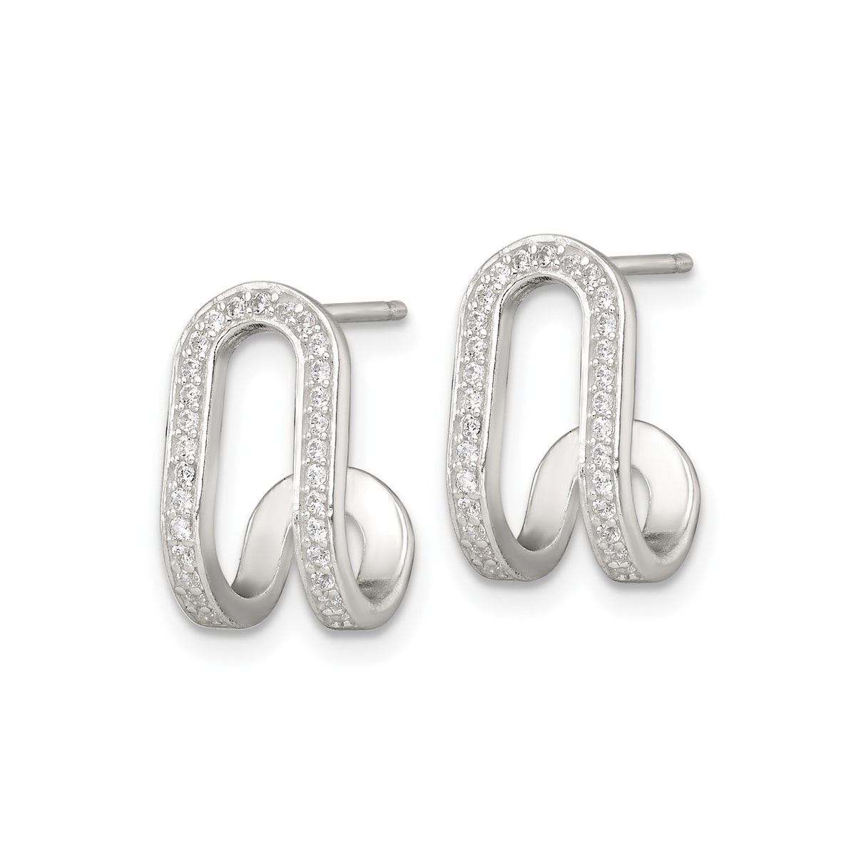 Sterling Silver Letter A Stud Earrings with Cubic Zirconia, Alphabet Initial Design