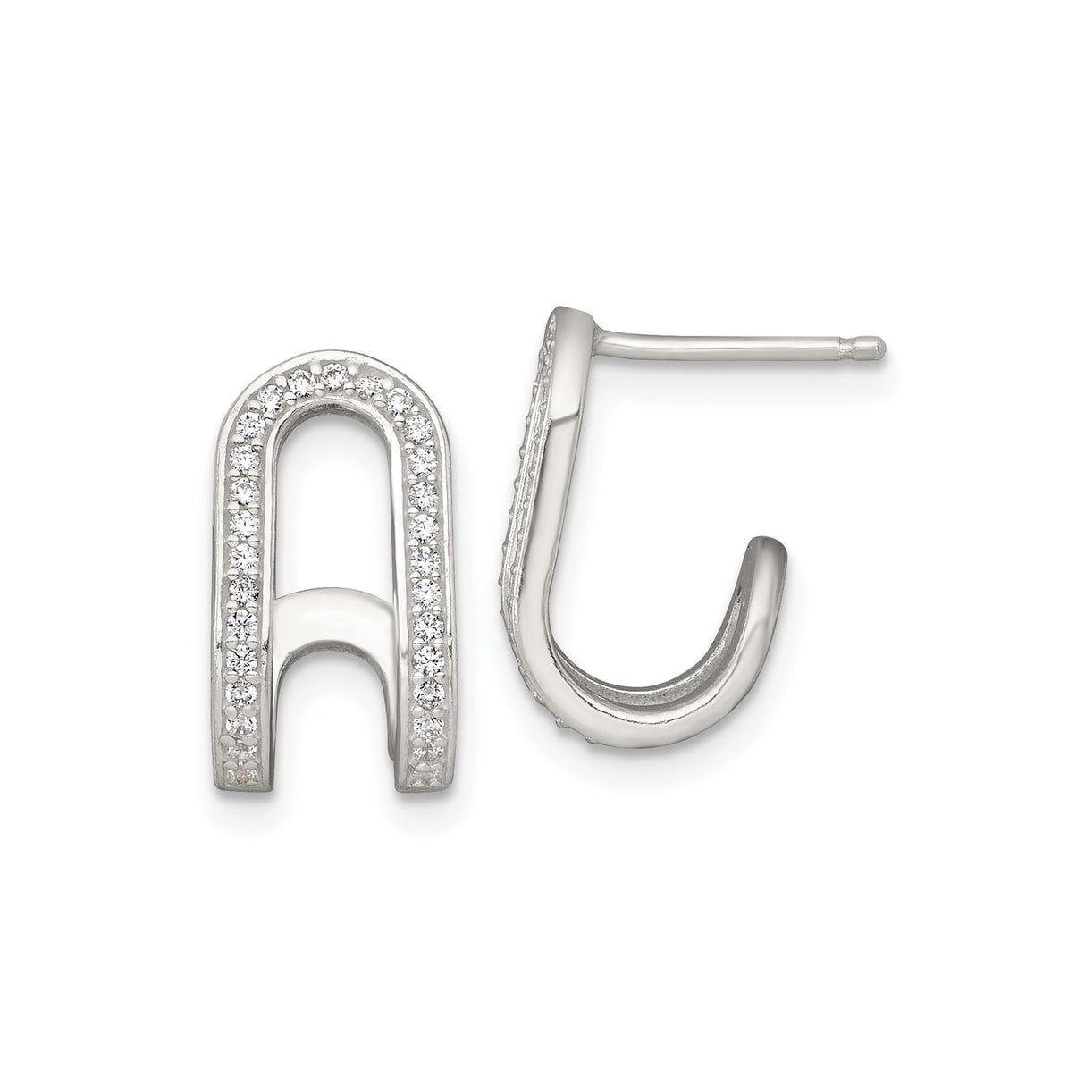 Sterling Silver Letter A Stud Earrings with Cubic Zirconia, Alphabet Initial Design