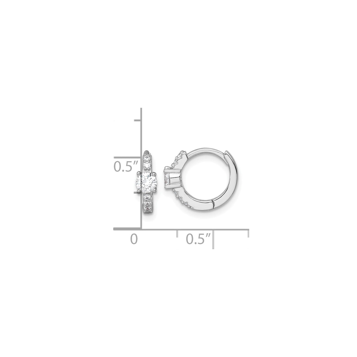 Sterling Silver Hoop Earrings with Round Cut Cubic Zirconia Center and Accents