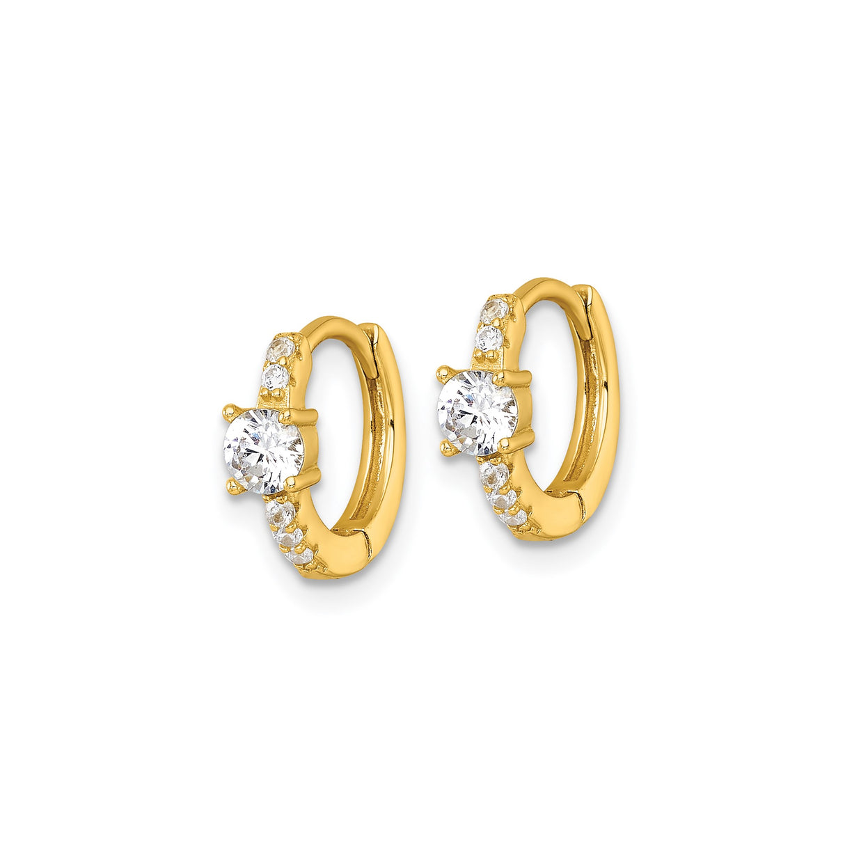 Sterling Silver Huggie Hoop Earrings with Round Cut Cubic Zirconia and Accent Stones