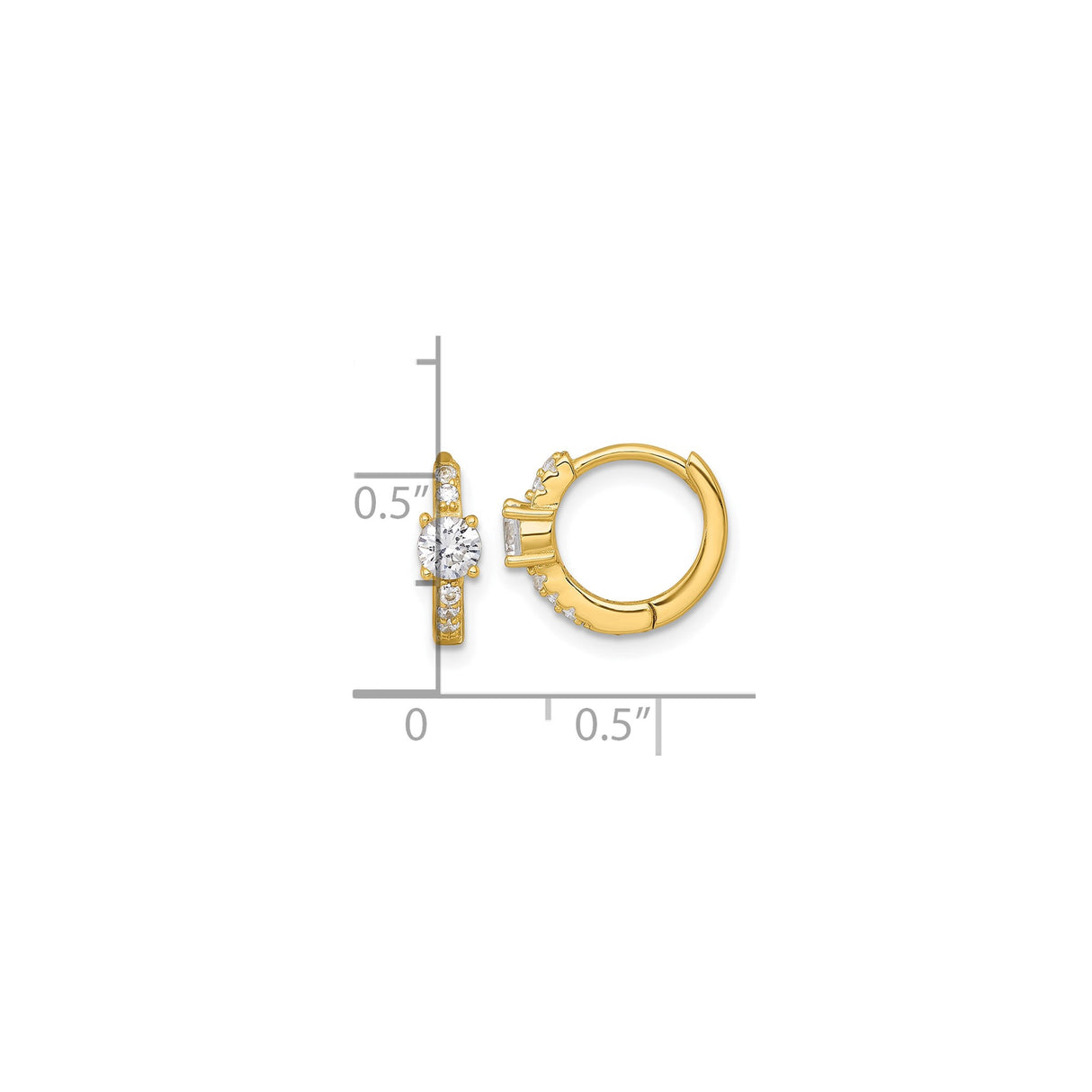 Sterling Silver Huggie Hoop Earrings with Round Cut Cubic Zirconia and Accent Stones