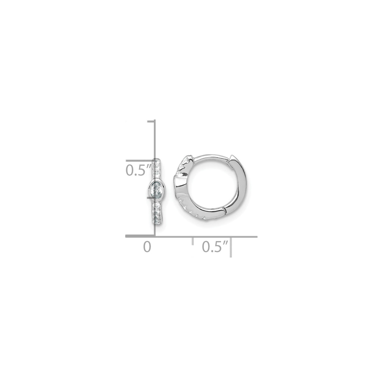 Sterling Silver Hoop Earrings with Oval Cubic Zirconia Center and Round Accents