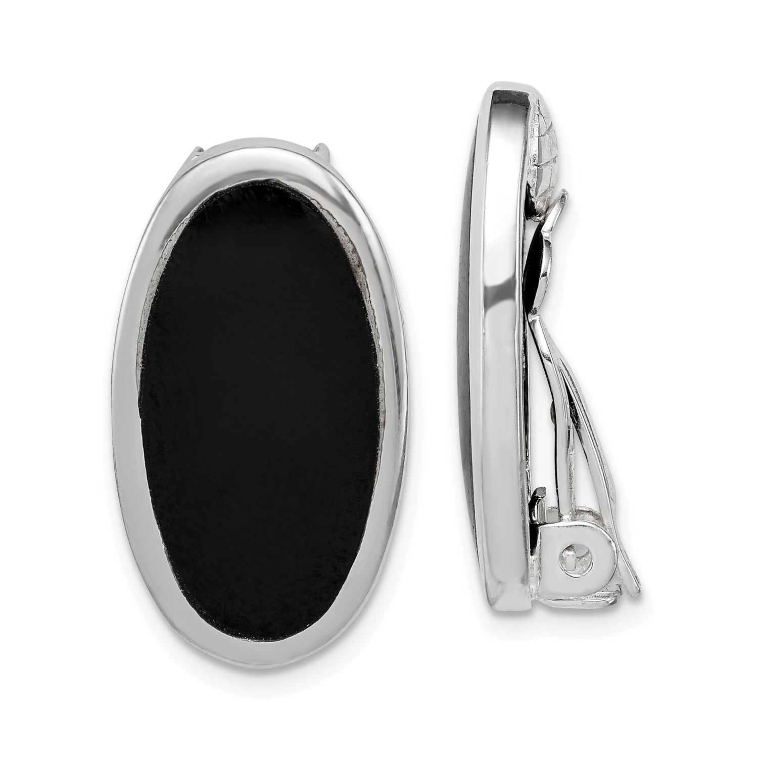 Sterling Silver Cufflinks with Black Onyx, Classic Oval Design for Men