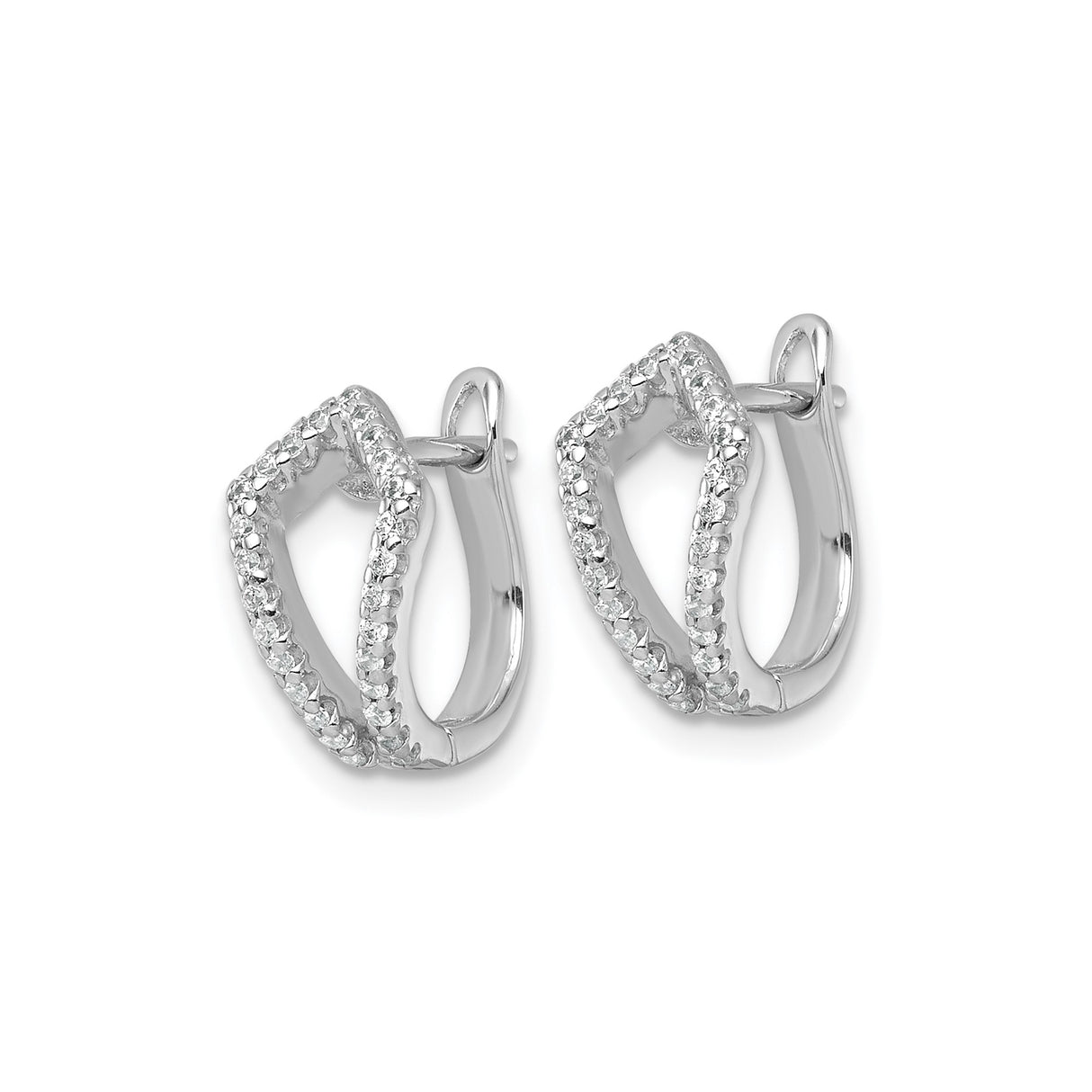 Sterling Silver Hoop Earrings with Cubic Zirconia, Geometric Teardrop Design for Women