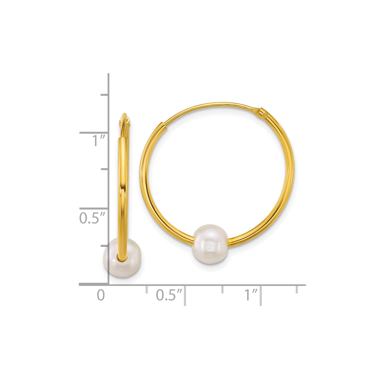 Sterling Silver Gold Plated Hoop Earrings with White Freshwater Pearls, Minimalist Style