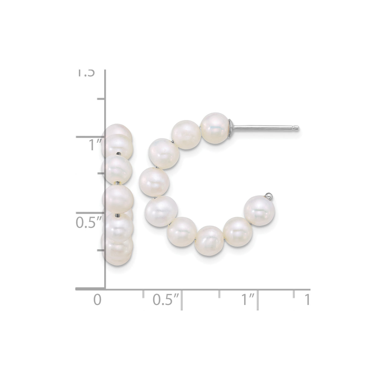 Sterling Silver Hoop Earrings with White Freshwater Pearls, Classic Bridal Jewelry