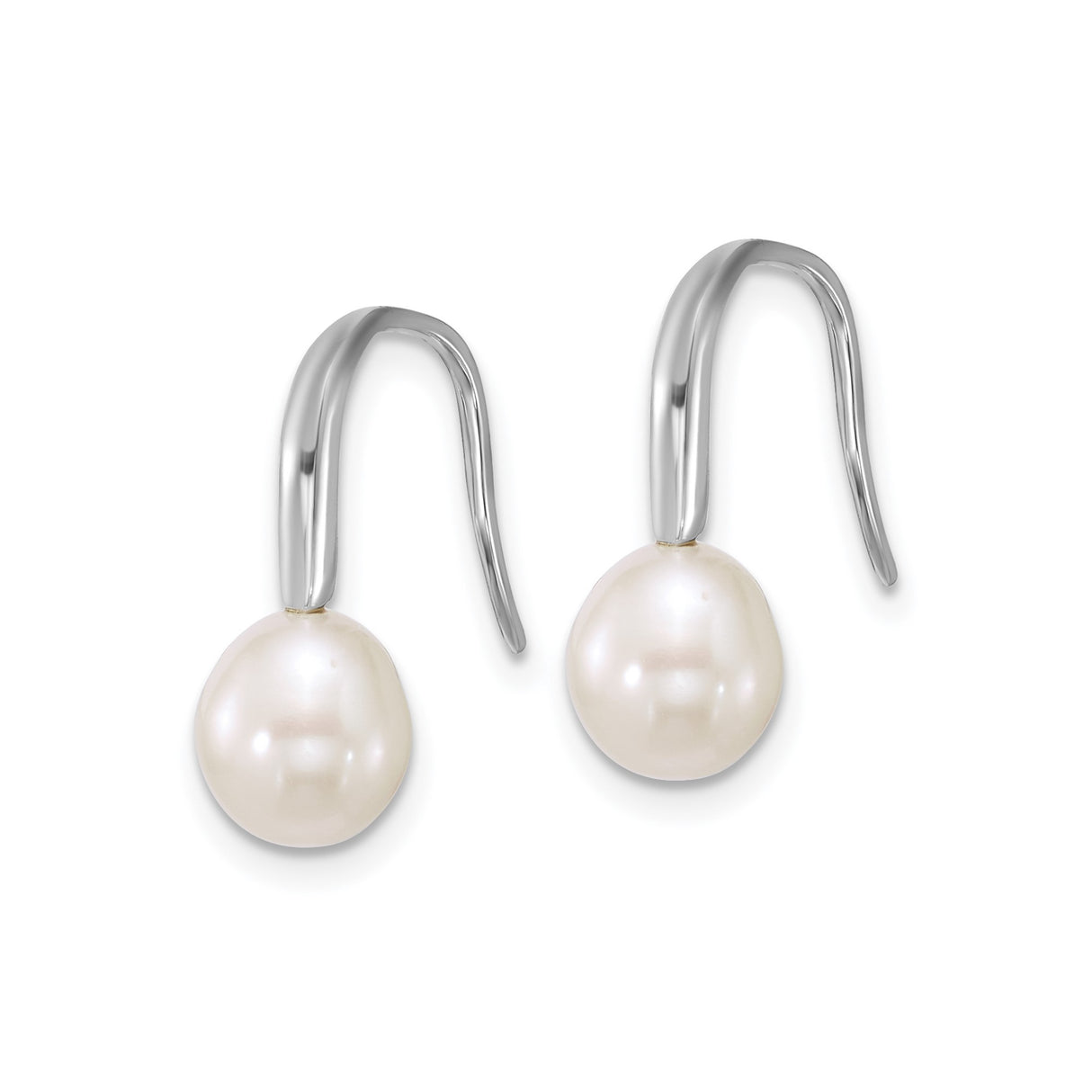 Sterling Silver Drop Earrings with White Freshwater Cultured Pearls, Teardrop Dangle Design