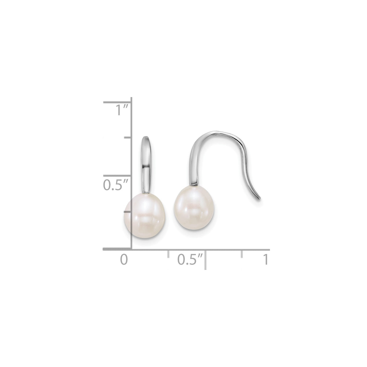 Sterling Silver Drop Earrings with White Freshwater Cultured Pearls, Teardrop Dangle Design