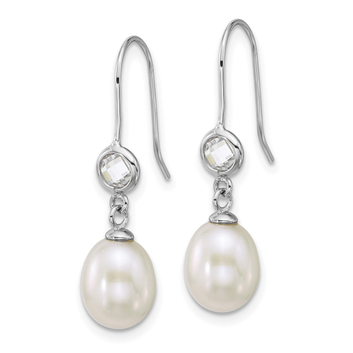 Sterling Silver Dangle Earrings with Freshwater Cultured Pearls and Glass Accents
