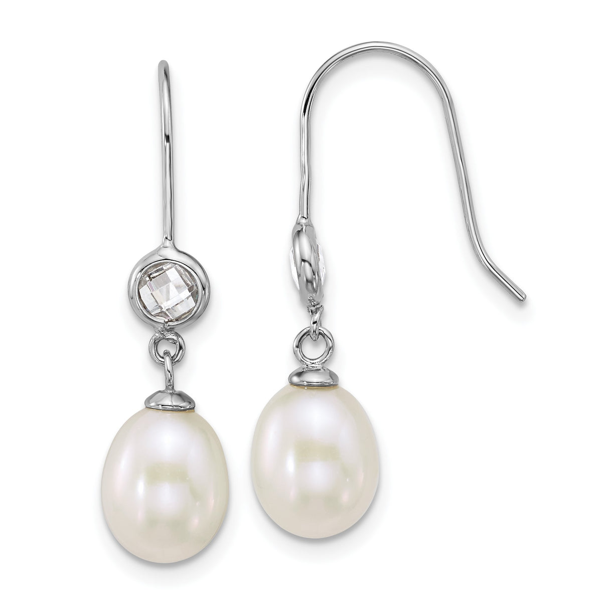 Sterling Silver Dangle Earrings with Freshwater Cultured Pearls and Glass Accents