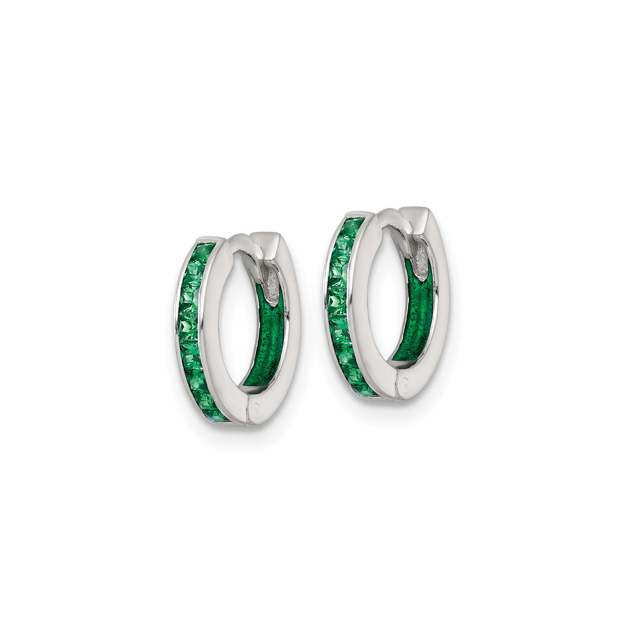 Sterling Silver Hoop Earrings with Channel Set Cubic Zirconia, Modern Sleek Design for Women