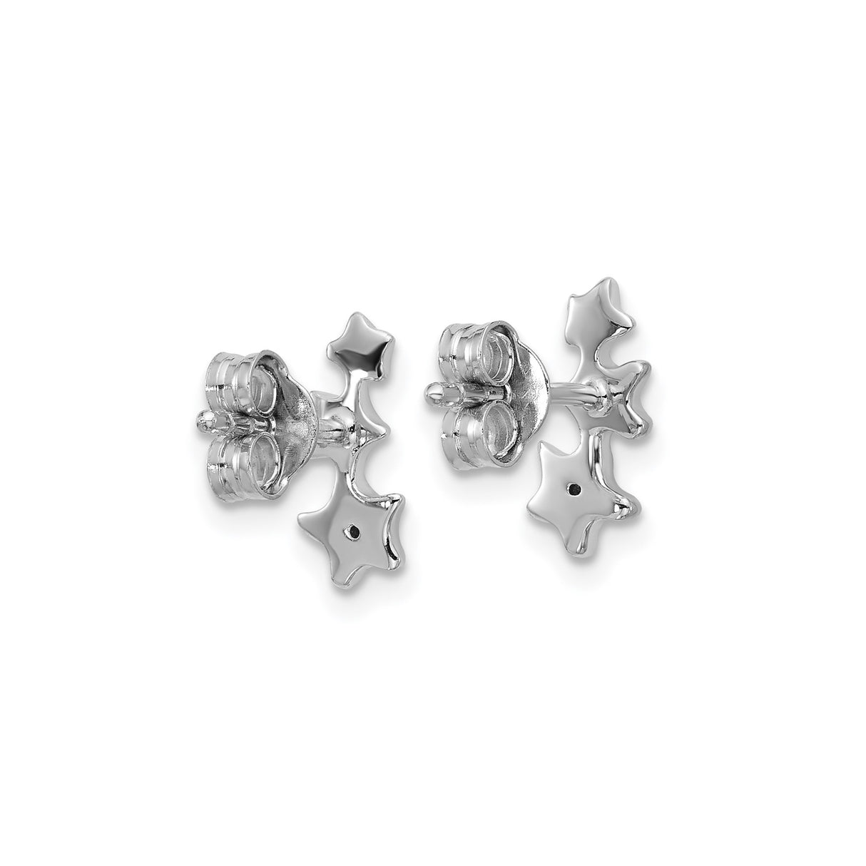 Sterling Silver Star Stud Earrings with Cubic Zirconia, Polished Cluster Stars, Constellation Theme