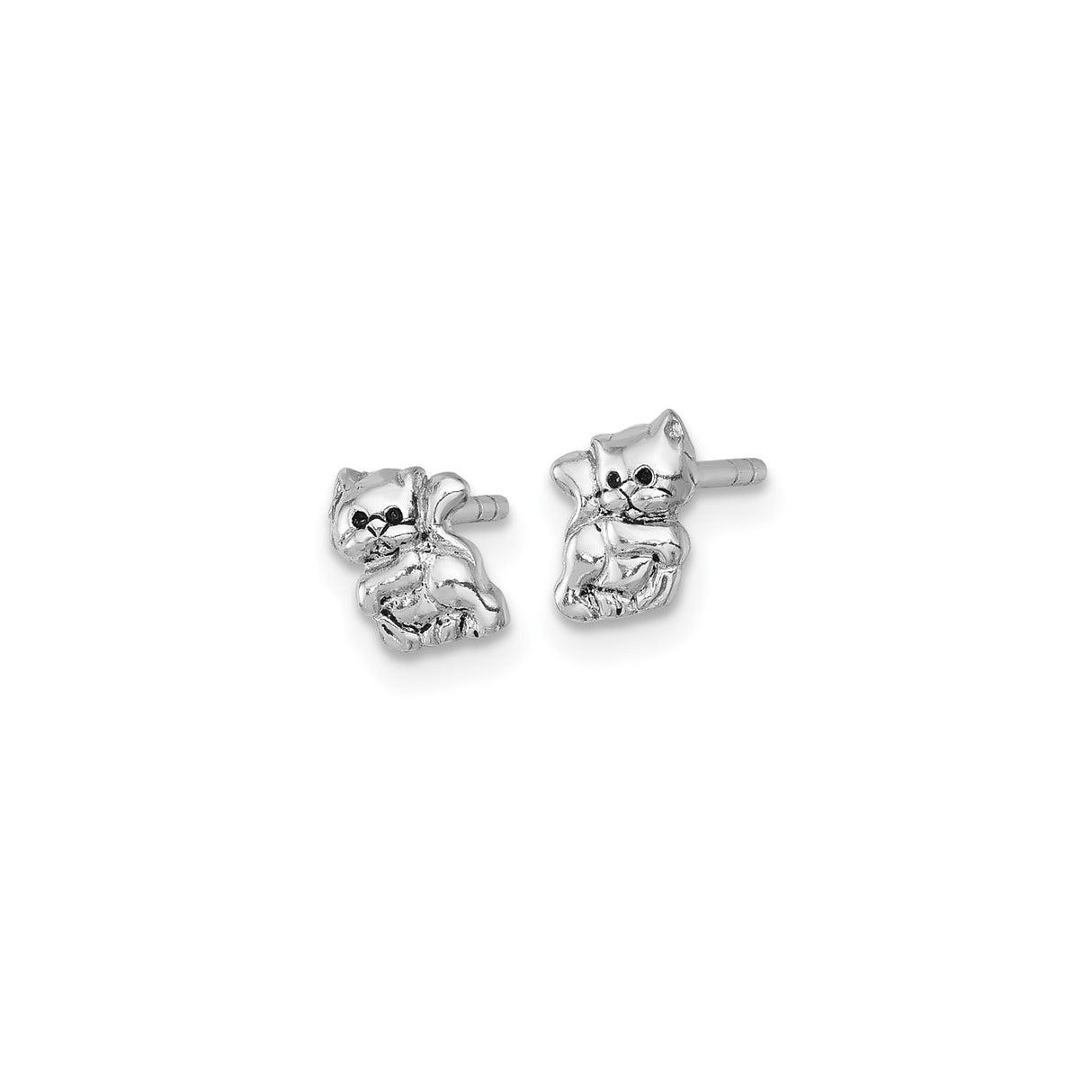 Sterling Silver Cat Stud Earrings with Playful Kitten Design, Whimsical Minimalist Style for Women