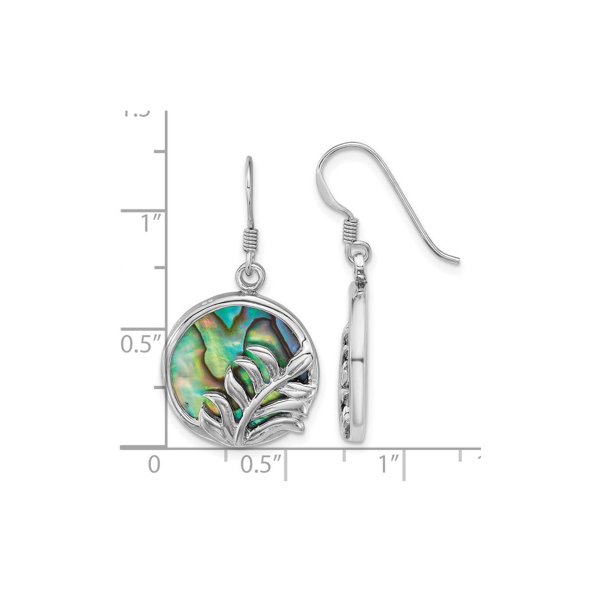 Sterling Silver Drop Earrings with Abalone Shell, Leaf Motif, Nature Inspired Design for Women