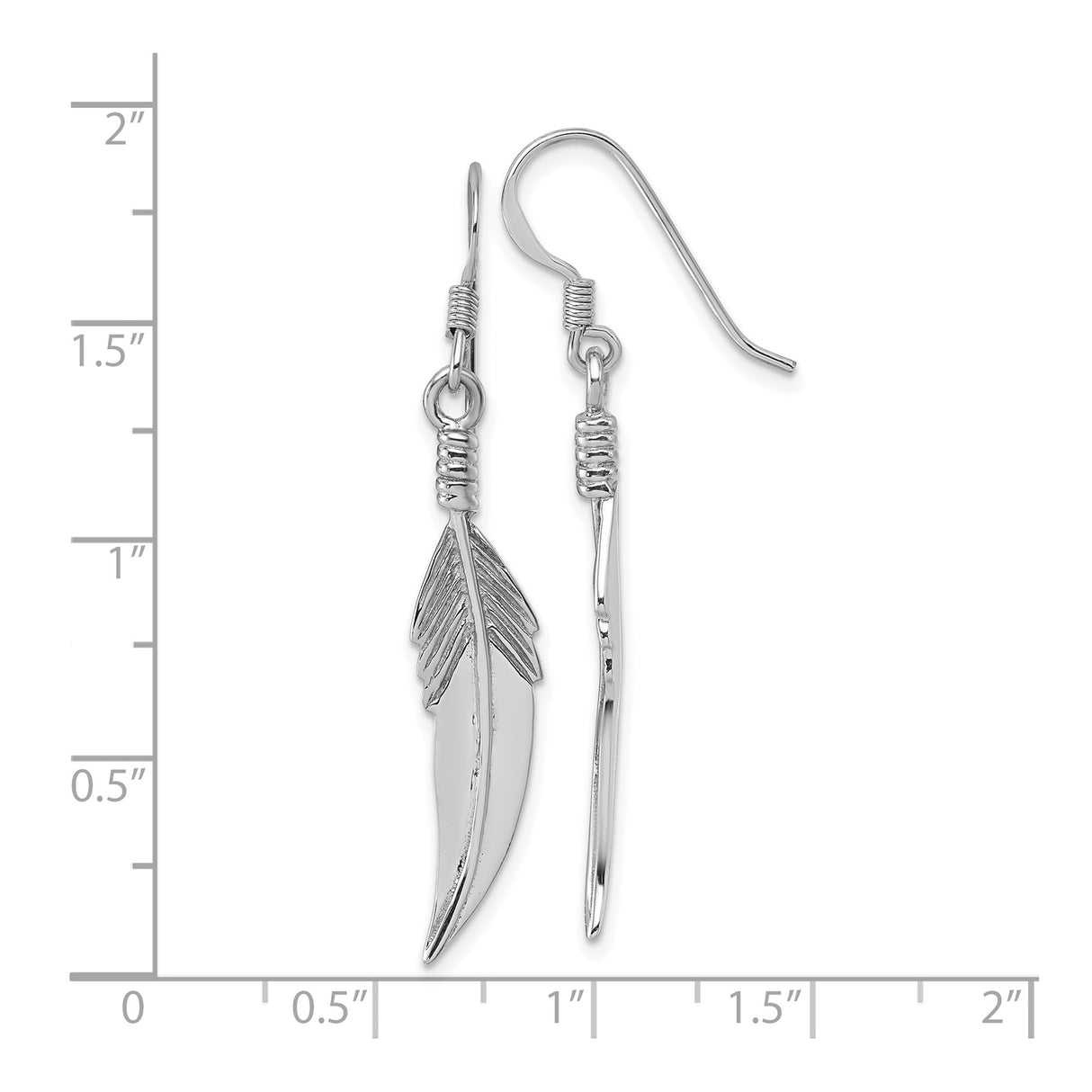 Sterling Silver Feather Dangle Earrings with Textured Boho Design for Women