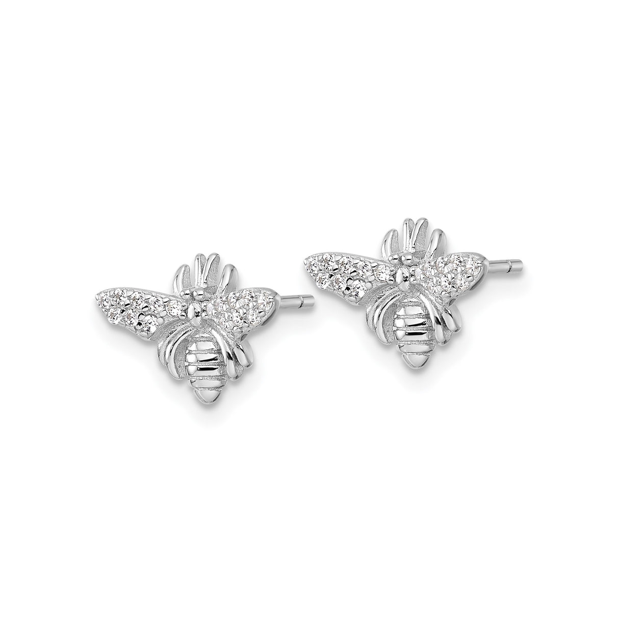 Sterling Silver Bee Stud Earrings with Cubic Zirconia Wings, Nature Inspired Jewelry for Women