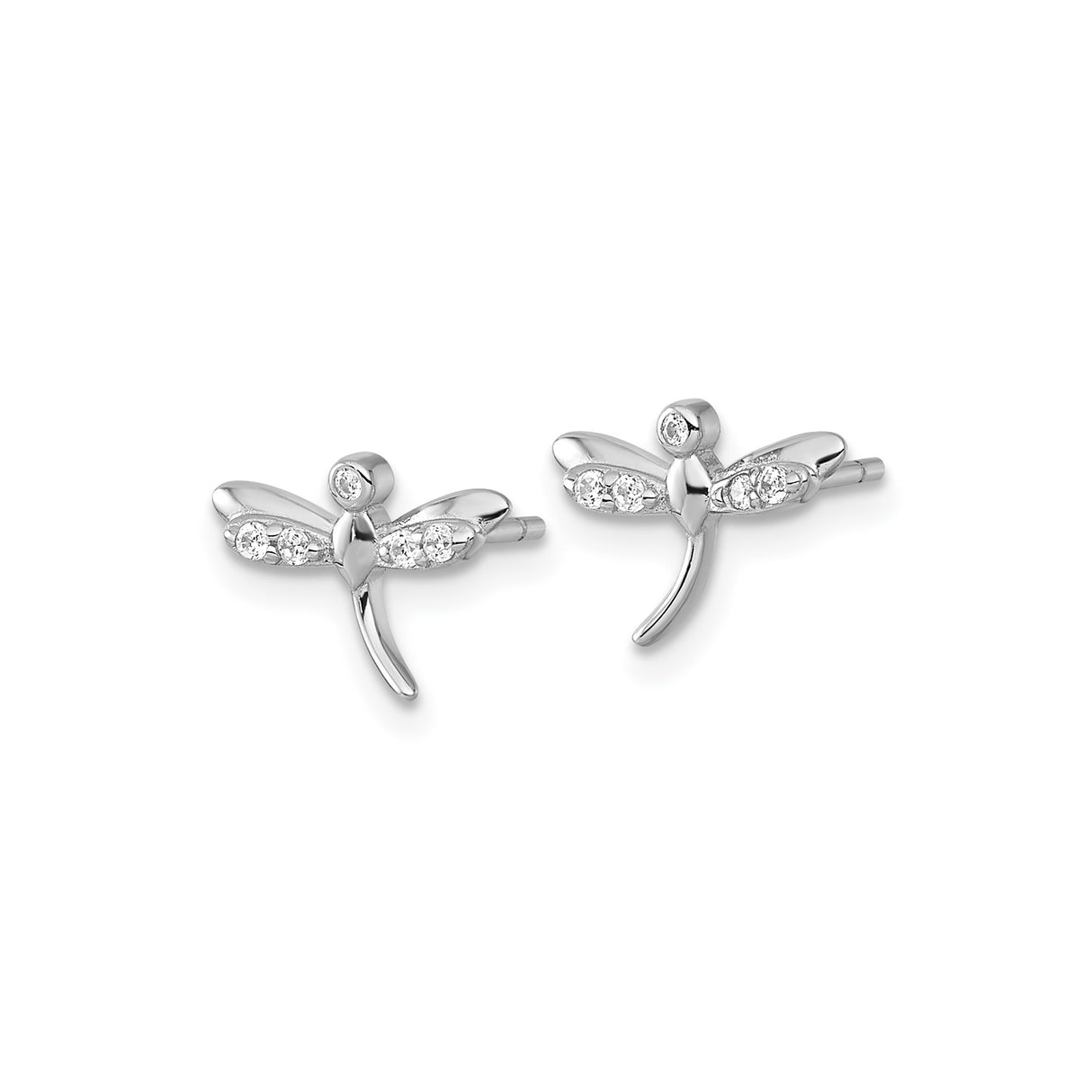 Sterling Silver Dragonfly Stud Earrings with Cubic Zirconia Accents for Women