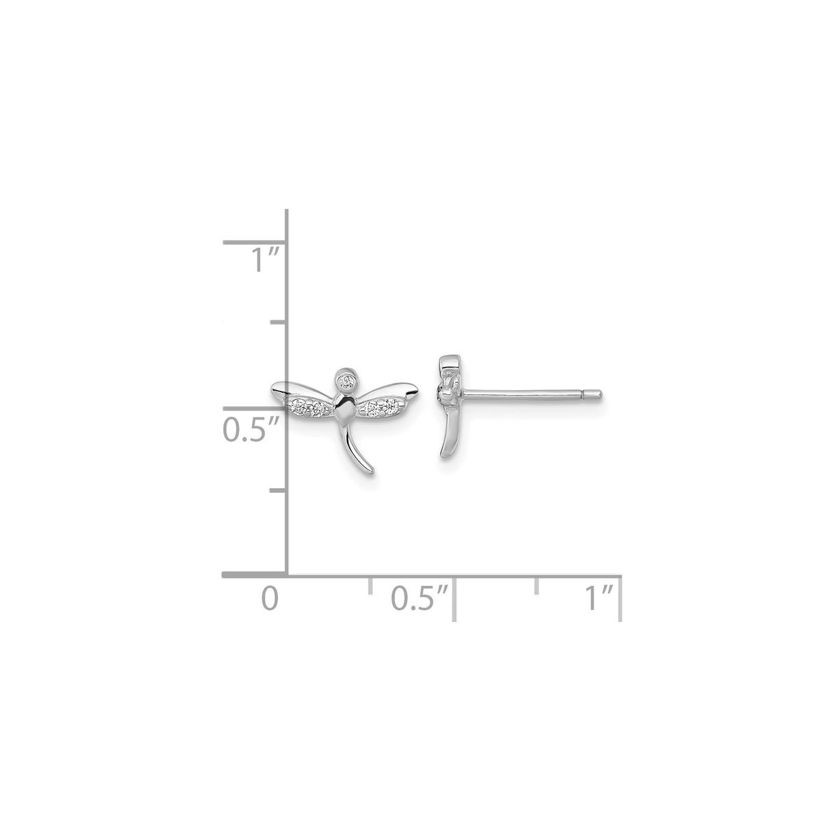 Sterling Silver Dragonfly Stud Earrings with Cubic Zirconia Accents for Women
