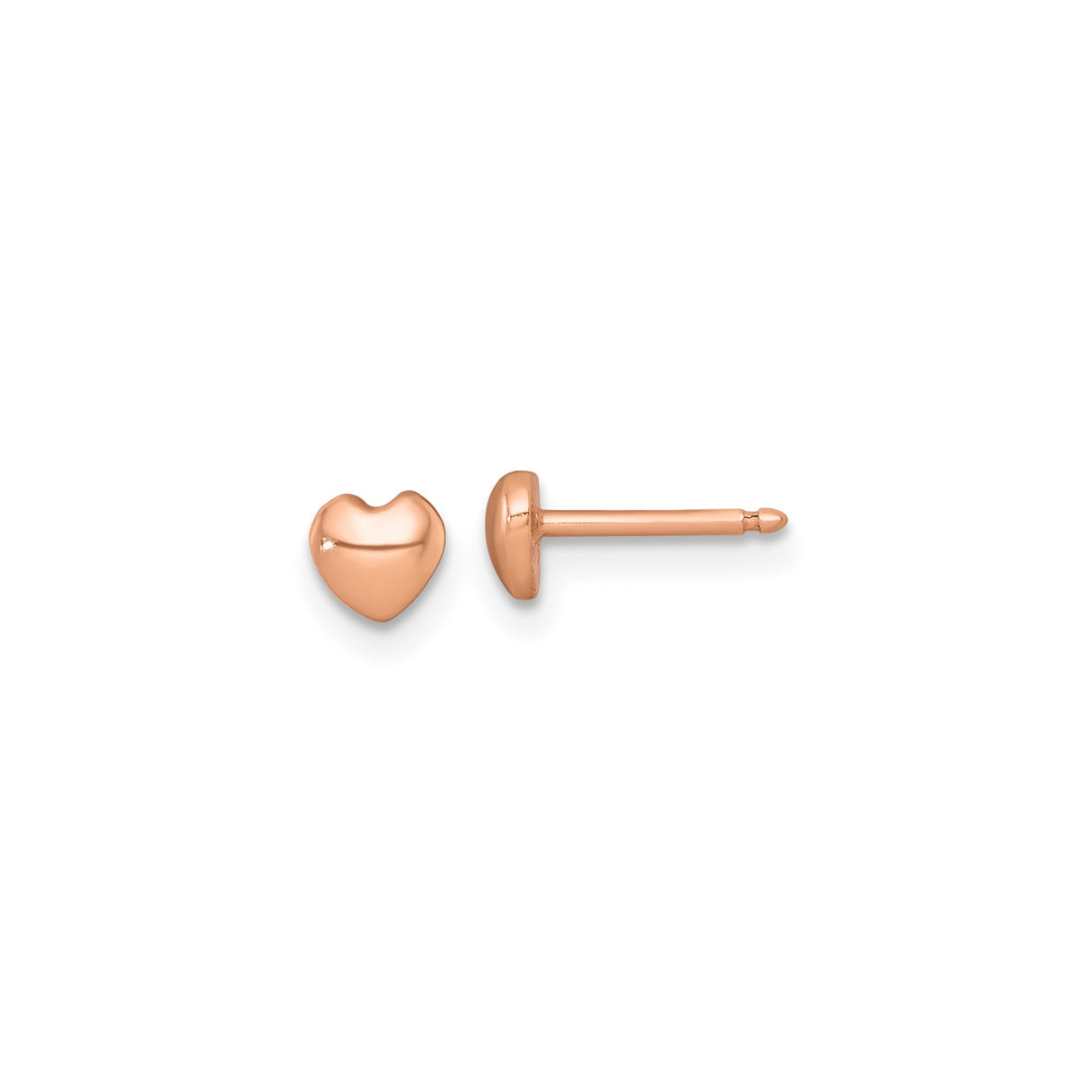 Sterling Silver Rose Gold-Plated Heart Stud Earrings, Minimalist Romantic Design for Women
