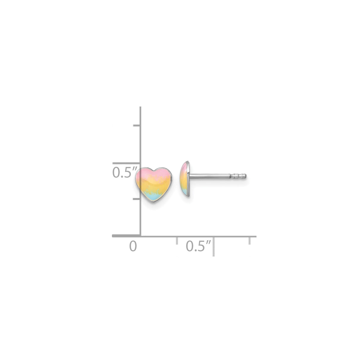 Sterling Silver Heart Stud Earrings with Pastel Pink, Yellow, and Blue Enamel, Youthful Design