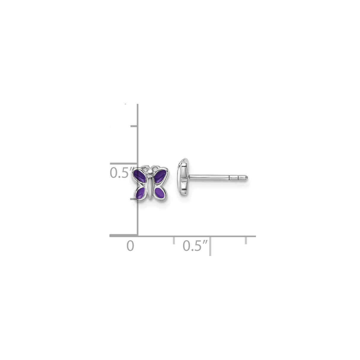 Sterling Silver Butterfly Stud Earrings with Purple Enamel Wings, Delicate Symbolic Jewelry for Girls or Women