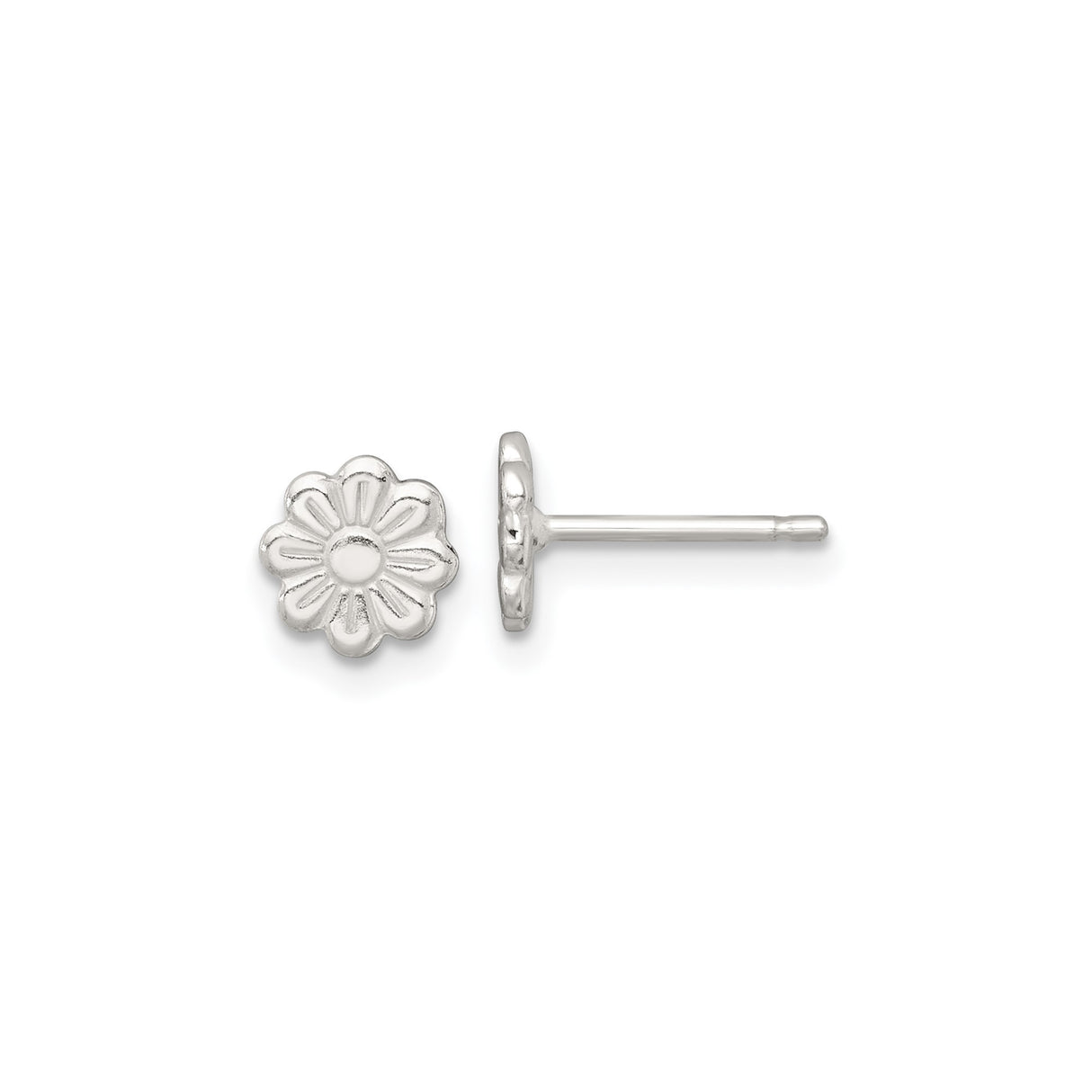 Sterling Silver Daisy Stud Earrings, Delicate Petal Design, Floral Motif for Women